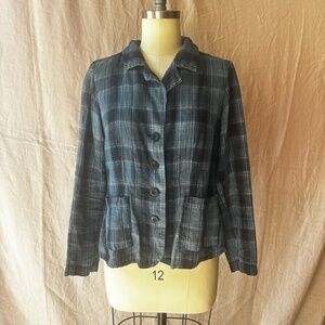 Flax linen jacket. Natural indigo. Size US10 +